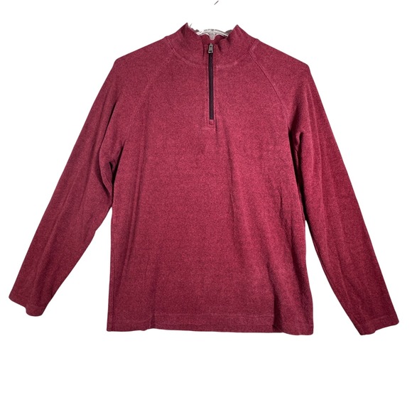 Bugatchi Sweatshirt Quarter Zip Pullover Long Sleeve‎ Casual Top Burgundy Mens M - Picture 1 of 11